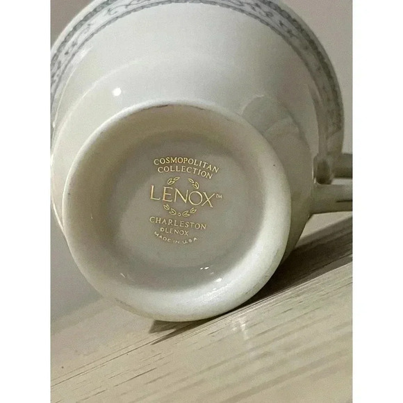 Lenox Retired "Charleston" Pattern Footed Cup(s) Platinum Band Trim Teacup - Picture 3 of 4